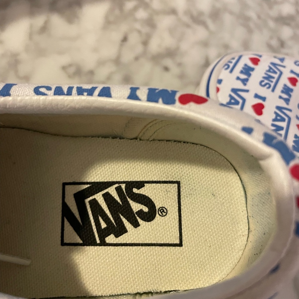 Vans White Sneakers with Red and Blue Print - Picture 2 of 8